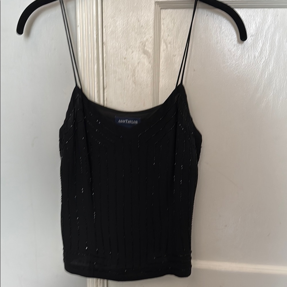 Ann Taylor Black Sequin Fitted Camisole